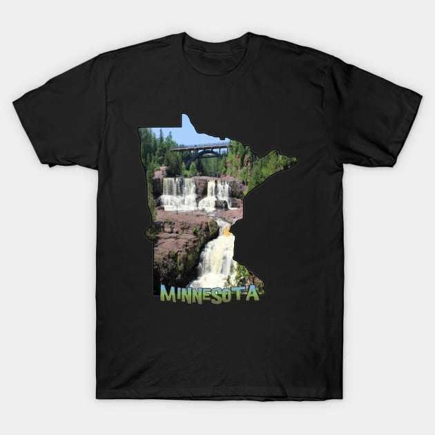 Minnesota State Outline (Gooseberry Falls State Park) T-Shirt by gorff